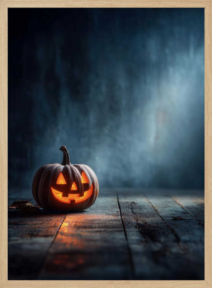 Lantern Pumpkin Halloween Scene (1) - Poster / Art Print