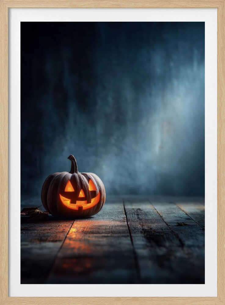 Lantern Pumpkin Halloween Scene (1) - Poster / Art Print