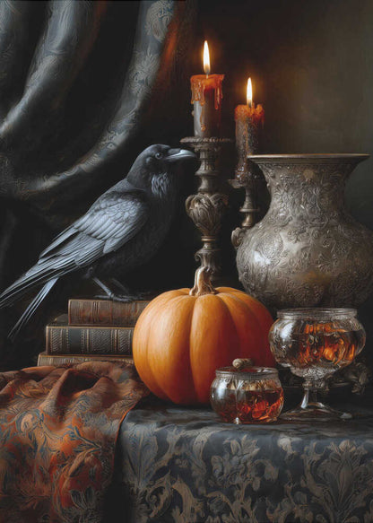 Lantern Pumpkin Halloween Scene (2) - Poster / Art Print
