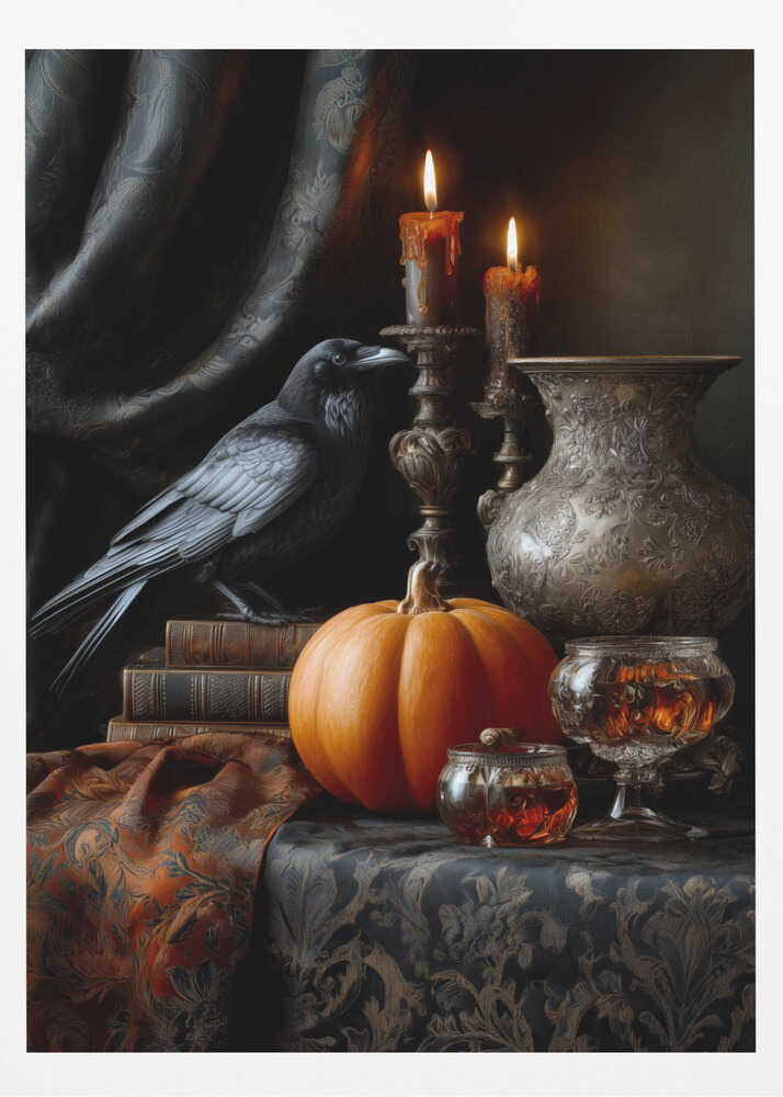 Lantern Pumpkin Halloween Scene (2) - Poster / Art Print