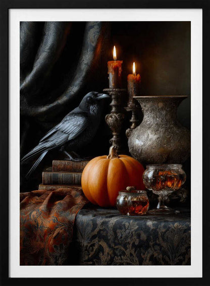 Lantern Pumpkin Halloween Scene (2) - Poster / Art Print