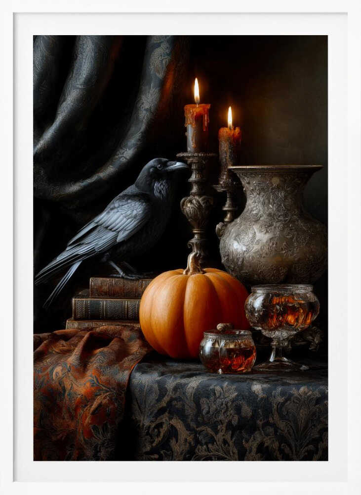 Lantern Pumpkin Halloween Scene (2) - Poster / Art Print