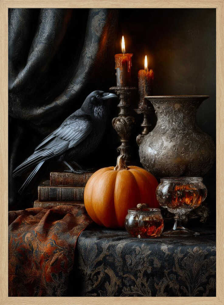 Lantern Pumpkin Halloween Scene (2) - Poster / Art Print