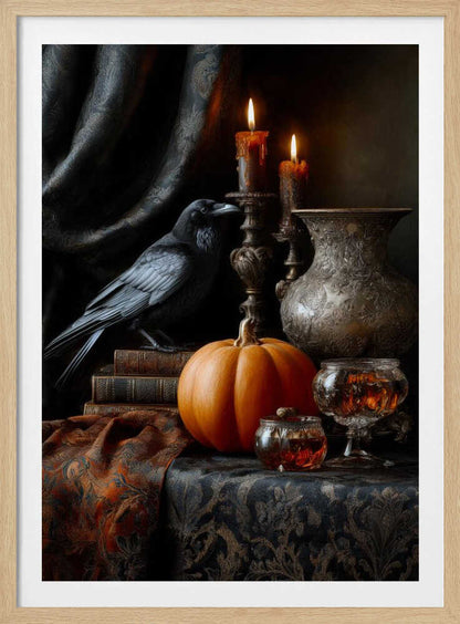 Lantern Pumpkin Halloween Scene (2) - Poster / Art Print