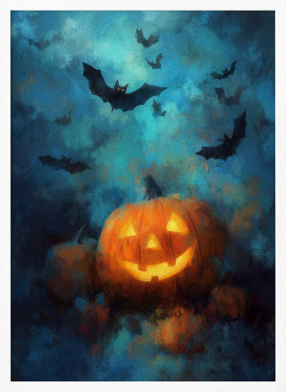 Lantern Pumpkin Halloween Scene (3) - Poster / Art Print