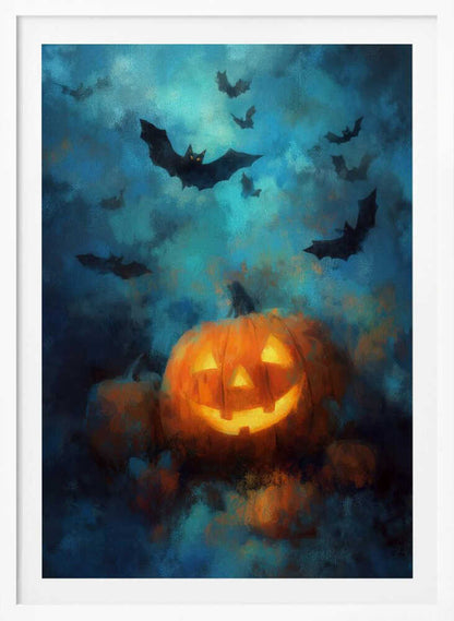 Lantern Pumpkin Halloween Scene (3) - Poster / Art Print