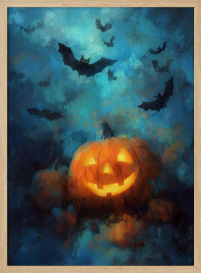 Lantern Pumpkin Halloween Scene (3) - Poster / Art Print