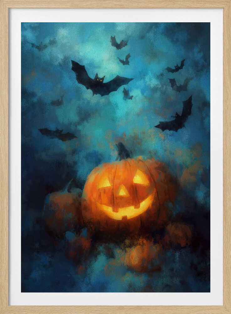 Lantern Pumpkin Halloween Scene (3) - Poster / Art Print