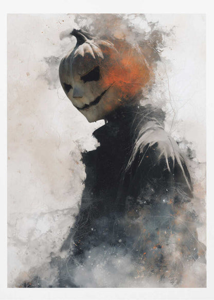 Man With Pumpkin Halloween Scene (1) - Poster / Art Print