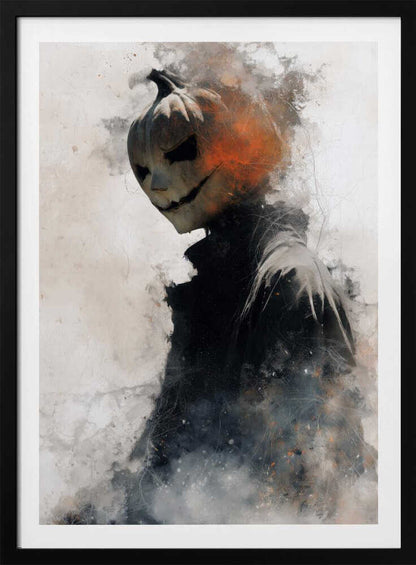 Man With Pumpkin Halloween Scene (1) - Poster / Art Print