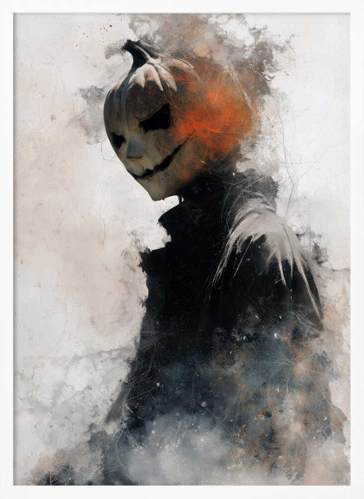 Man With Pumpkin Halloween Scene (1) - Poster / Art Print