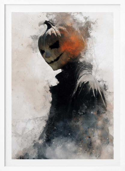 Man With Pumpkin Halloween Scene (1) - Poster / Art Print