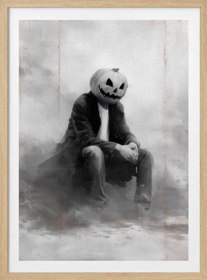 Man With Pumpkin Halloween Scene (2) - Poster / Art Print