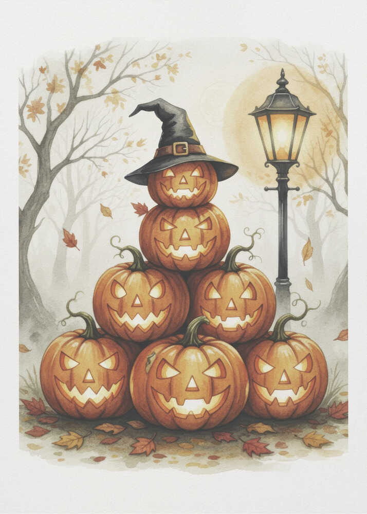 Scary Pumpkins Stack - Poster / Art Print