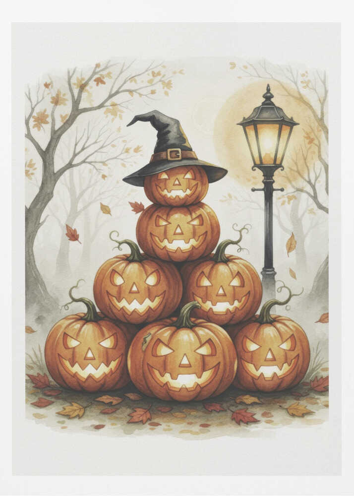 Scary Pumpkins Stack - Poster / Art Print