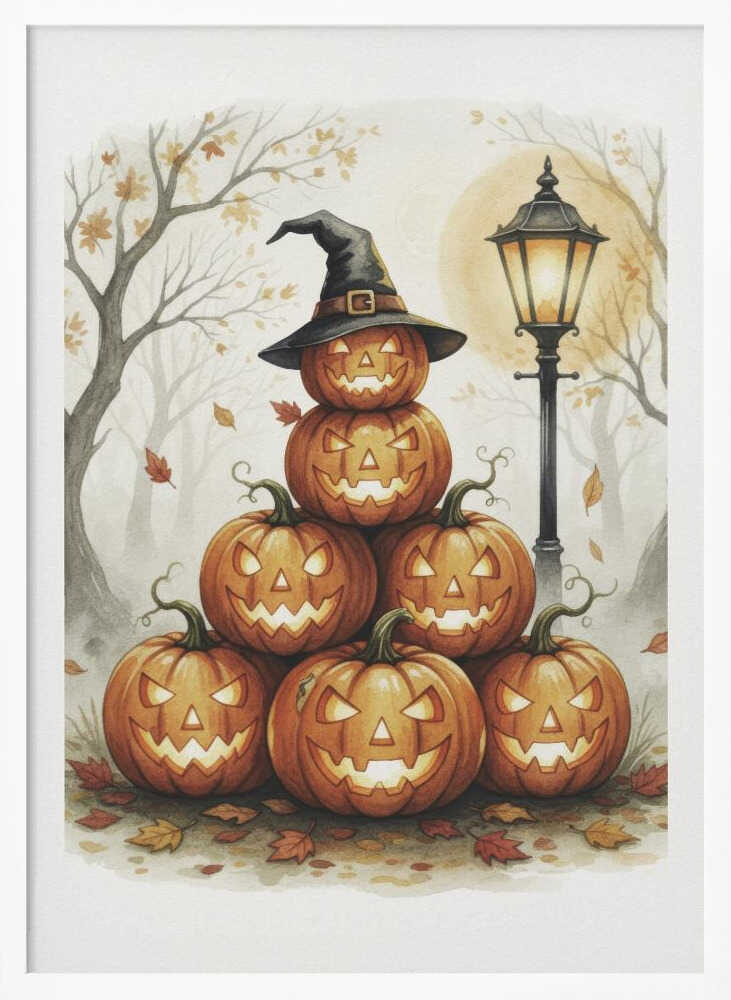 Scary Pumpkins Stack - Poster / Art Print