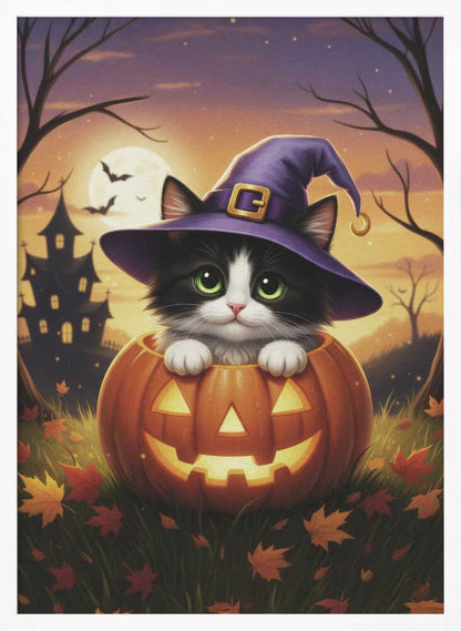 Kitten in a Pumpkin - Poster / Art Print
