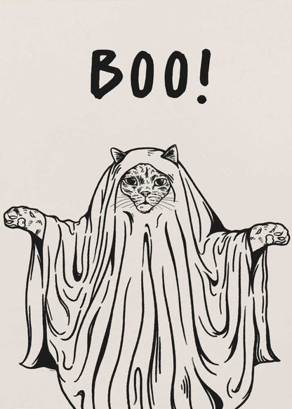 Boo! Ghost Cat - Poster / Art Print