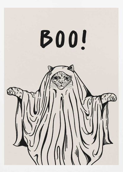 Boo! Ghost Cat - Poster / Art Print