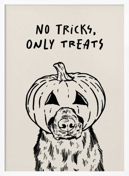 No Tricks Only Treats Pumpkin Dog - Poster / Art Print