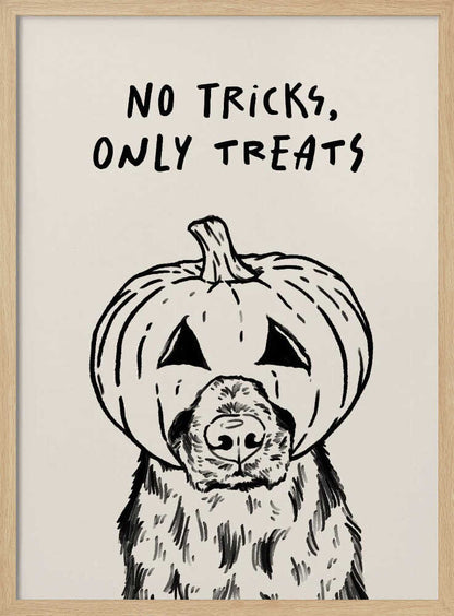 No Tricks Only Treats Pumpkin Dog - Poster / Art Print