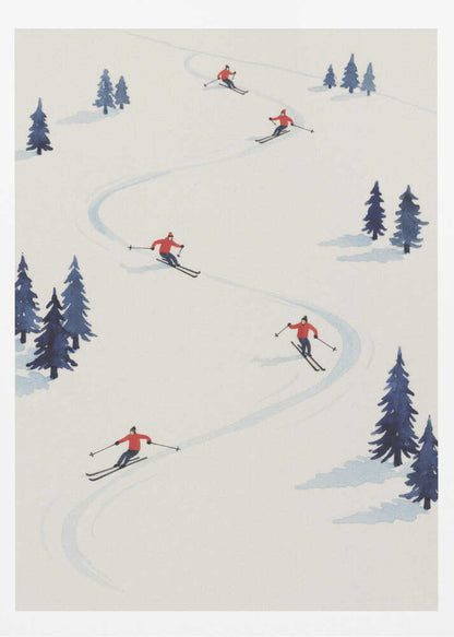 Five Skiers - Poster / Art Print