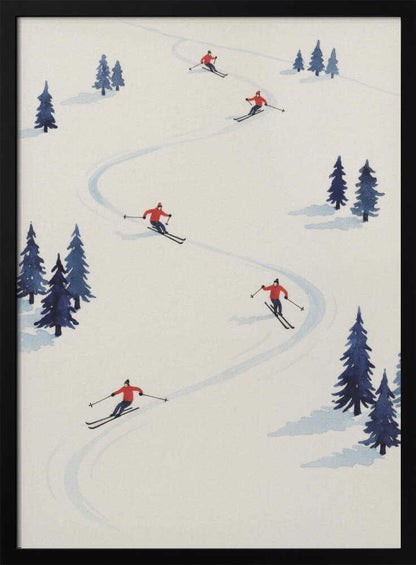 Five Skiers - Poster / Art Print