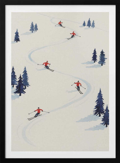 Five Skiers - Poster / Art Print