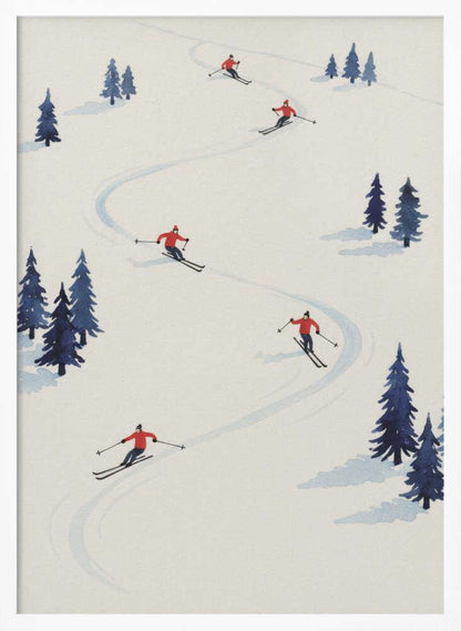 Five Skiers - Poster / Art Print