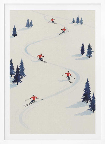 Five Skiers - Poster / Art Print