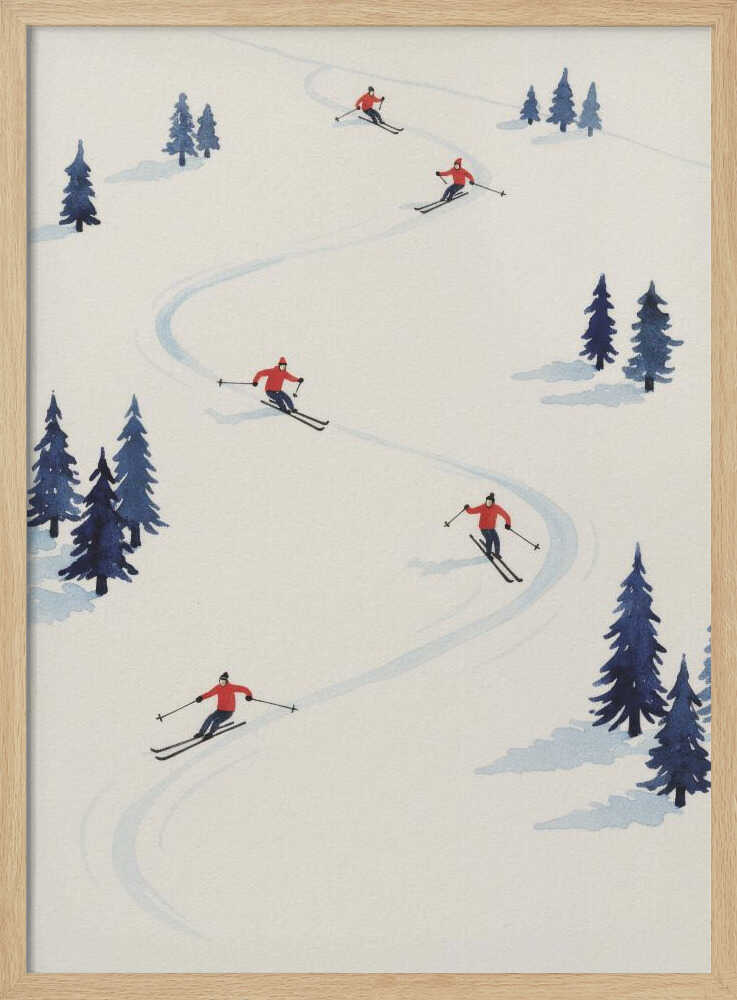 Five Skiers - Poster / Art Print