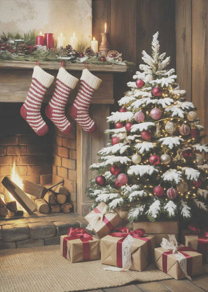 Christmas By the Fireplace - Poster / Art Print