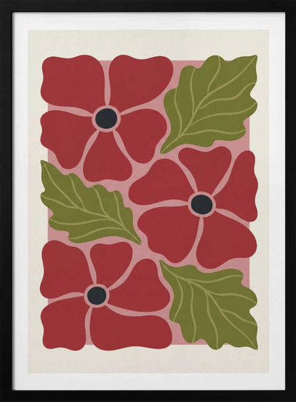 Stylized Red Flowers No 2 - Poster / Art Print