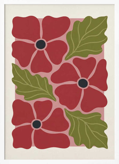 Stylized Red Flowers No 2 - Poster / Art Print