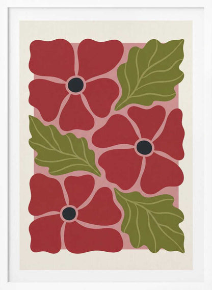 Stylized Red Flowers No 2 - Poster / Art Print
