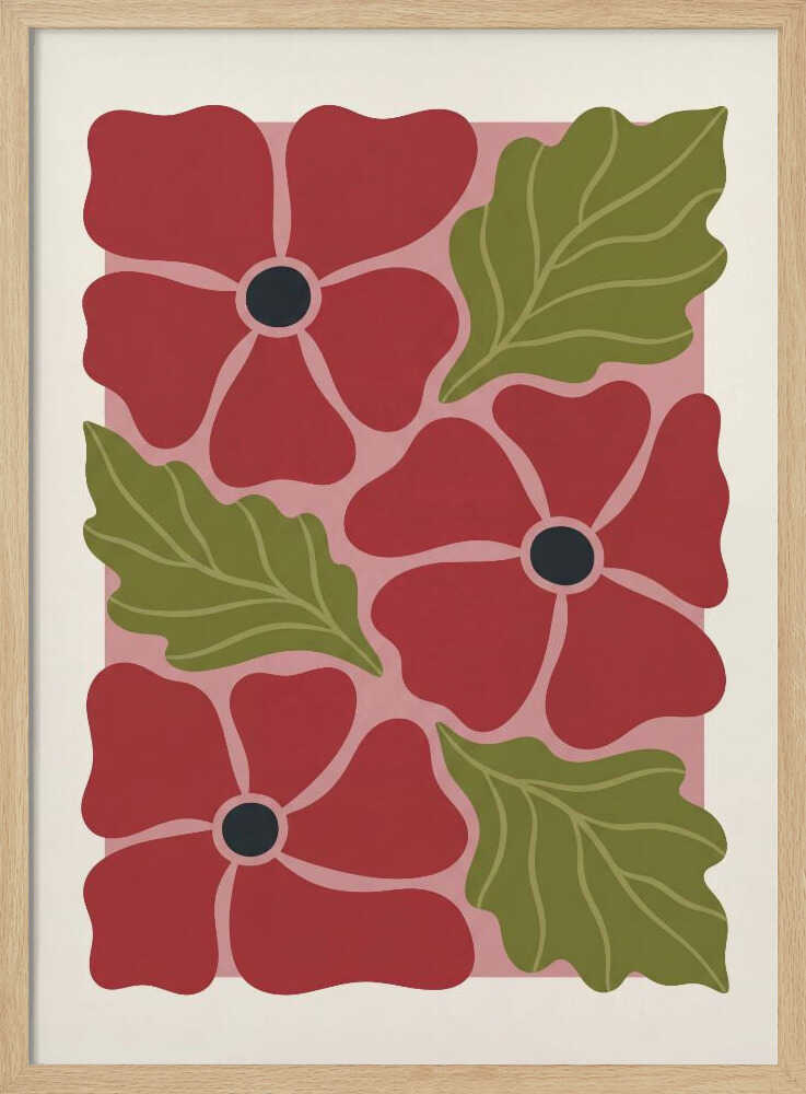 Stylized Red Flowers No 2 - Poster / Art Print