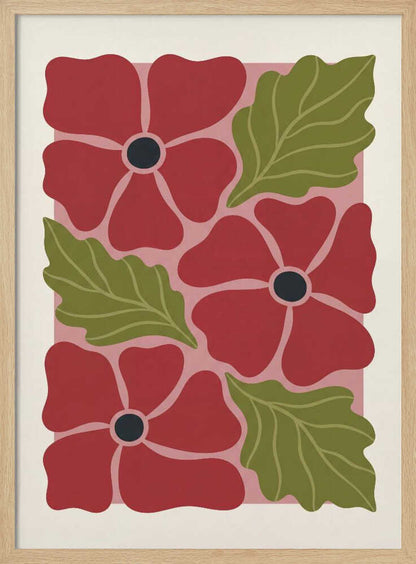 Stylized Red Flowers No 2 - Poster / Art Print