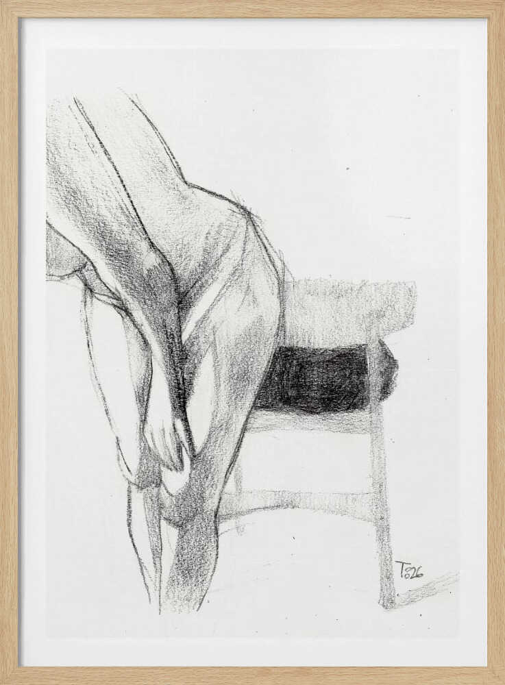 Pencil sketch of a person bending over, a figure drawing art print.