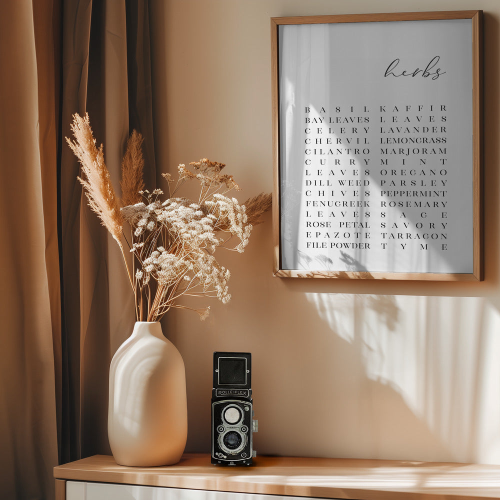 List of herbs - Poster / Art Print - interiör
