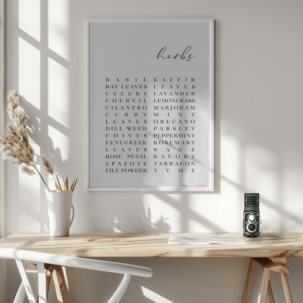 List of herbs - Poster / Art Print - interiör