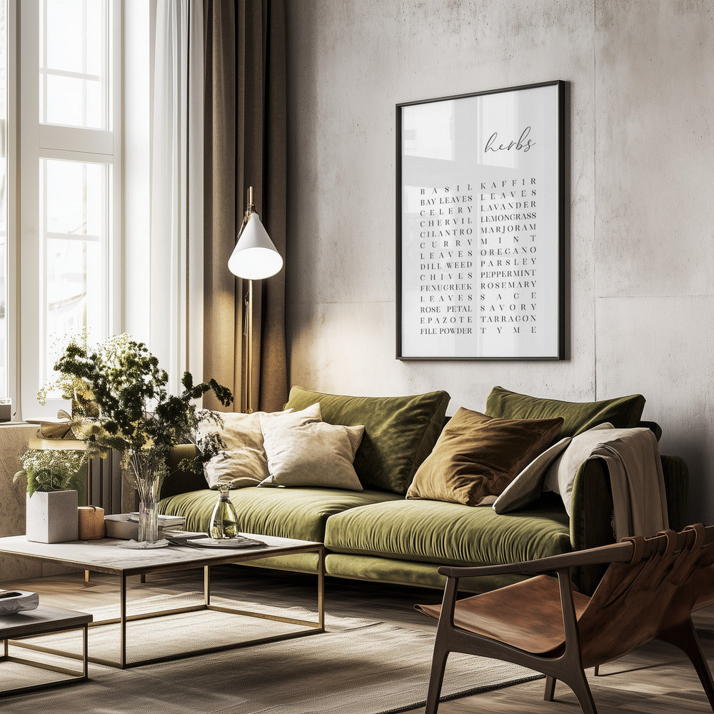 List of herbs - Poster / Art Print - interiör