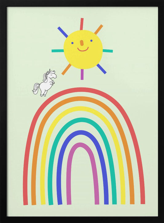 Rainbow Sun and Unicorn - Poster / Art Print