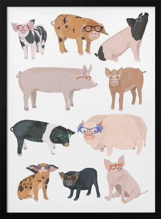 Pigs Glasses - Poster / Art Print