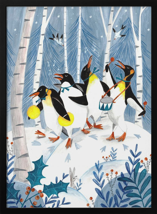 Penguins make music in the forest - Poster / Art Print