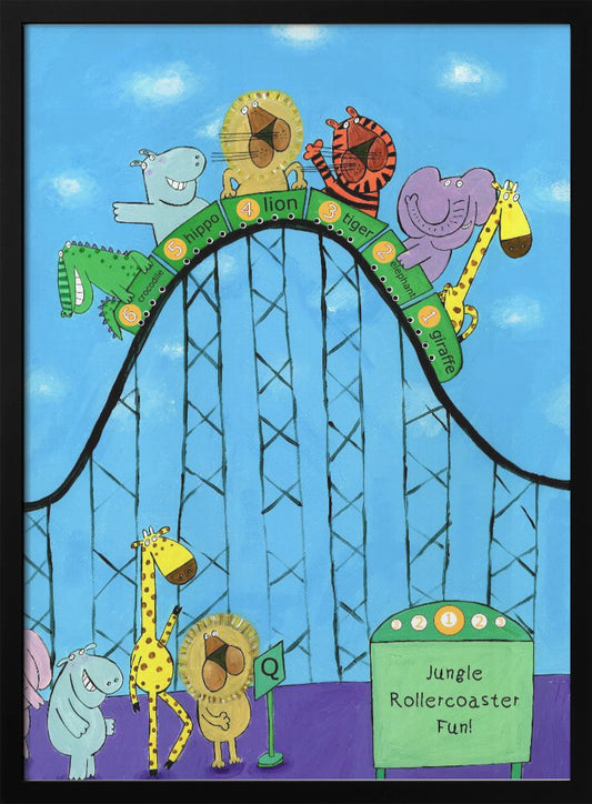 Jungle Animals Whizzing Down the Rollercoaster by Carla Daly - Poster / Art Print