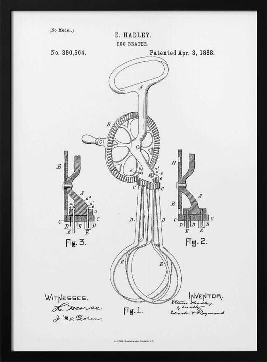 Egg Beater Patent 1888 - Poster / Art Print