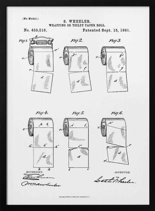 Toilet Paper Roll 2 Patent 1891 - Poster / Art Print