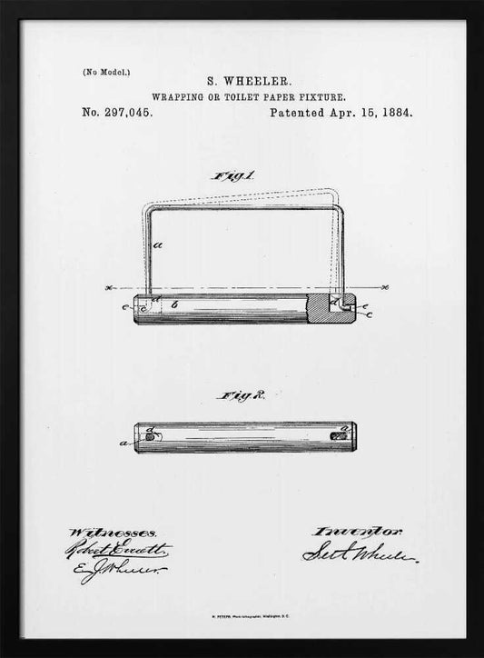 Toilet Paper Fixture Patent 1884 - Poster / Art Print
