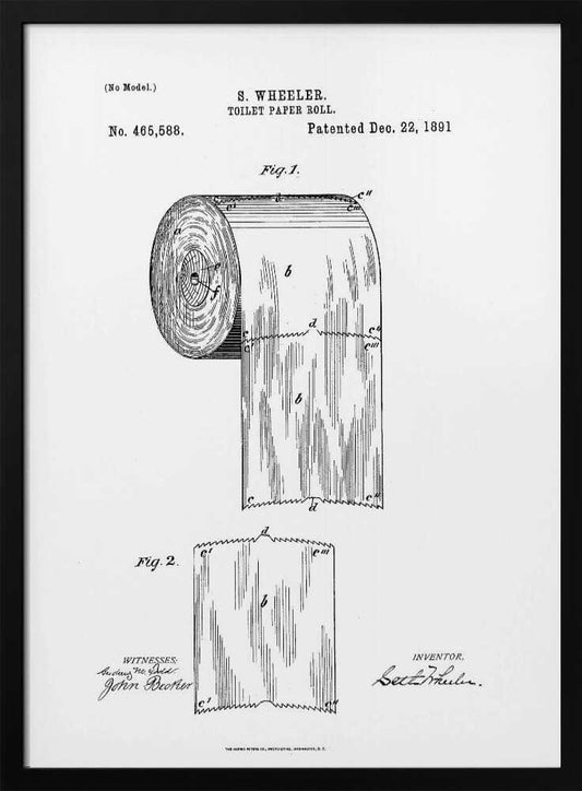 Toilet Paper Roll Patent 1891 - Poster / Art Print