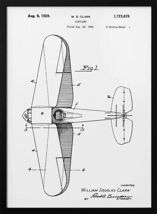 Airplane Patent 1929 - Poster / Art Print
